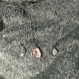 Elegant Silver and Stone Pendant Necklace Set